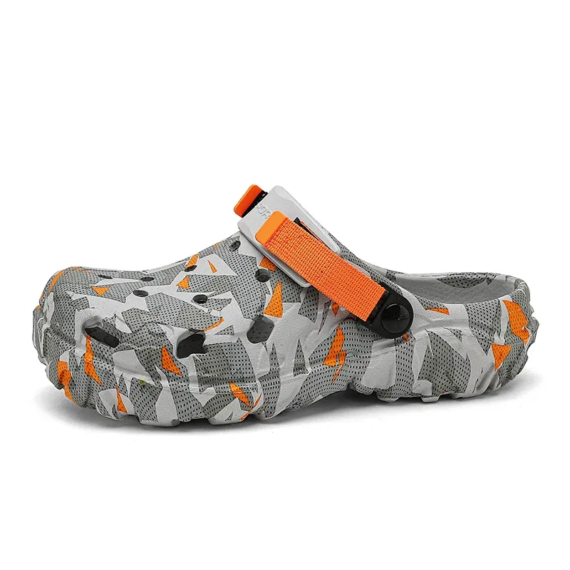 Color: PURPLE, Shoe Size: 45 - Men Summer Slippers Thick Sole Mens Clogs Sandals Hollow Breathable Flip Flops Sandals Shoes Fashion Beach Slippers