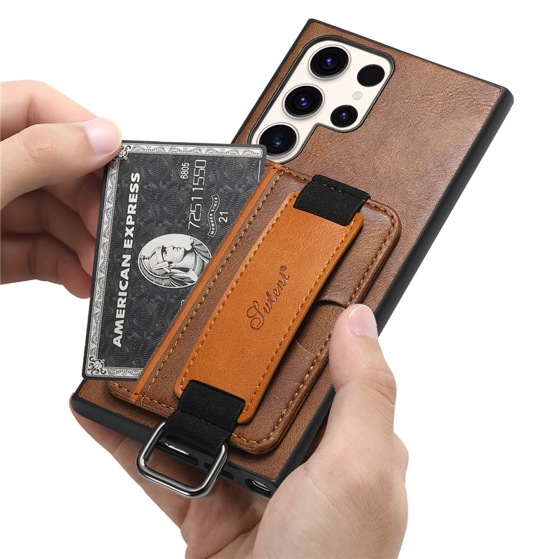 Color: Brown, Material: Polyester - Leather Wallet Phone Case For Samsung Galaxy S24 S23 S22 FE Ultra Plus A53 A54 A13 A14 A24 A34 Note20Ultra Card Holder Cover