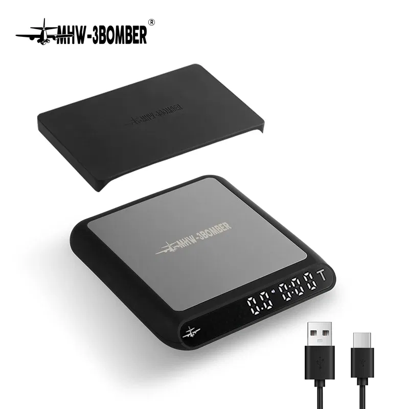 Color: LIGHT BLUE, Ships From: CHINA, Load Bearing: 3Kg - MHW-3BOMBER Smart Drip Espresso Coffee Scale with Auto Timer USB Charging Kitchen Electronic Scale Cafe Home Barista Accessories