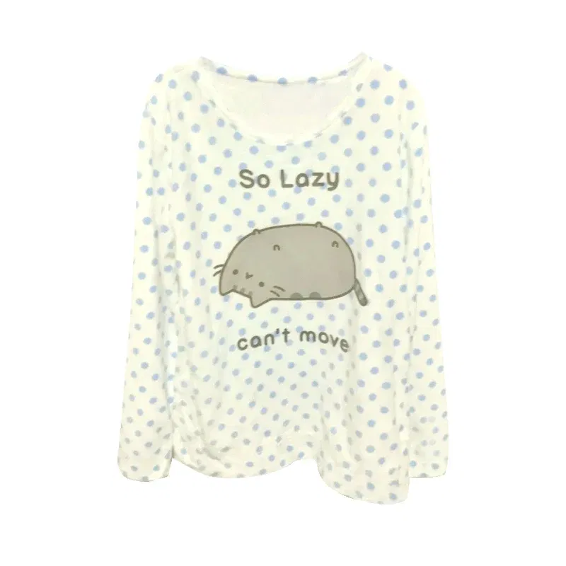 Color: Beige, Size: S - Woman Clothing y2k arcane Cute T-shirts Lazy Cat Print Anime Female Clothing Soft Clothes Loungewear Casual Long-sleeved Tops
