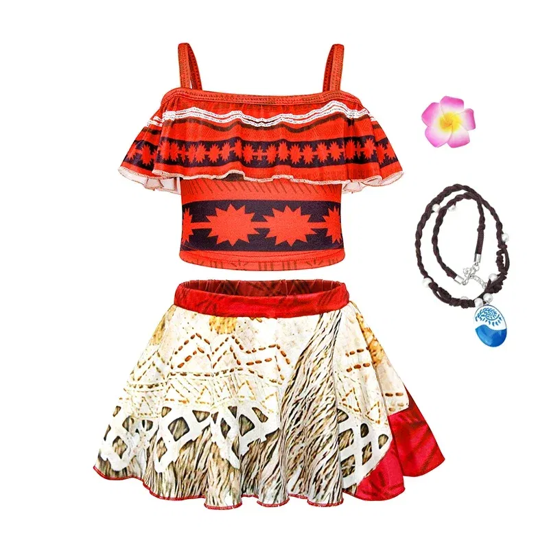 Color: black, Kid Size: 18M - Moana 2 Swimsuit Summer Holiday Beach Girls Two-piece Bikini Toddler Adventure Outfit Pool Party Vaiana Fancy Dress Up