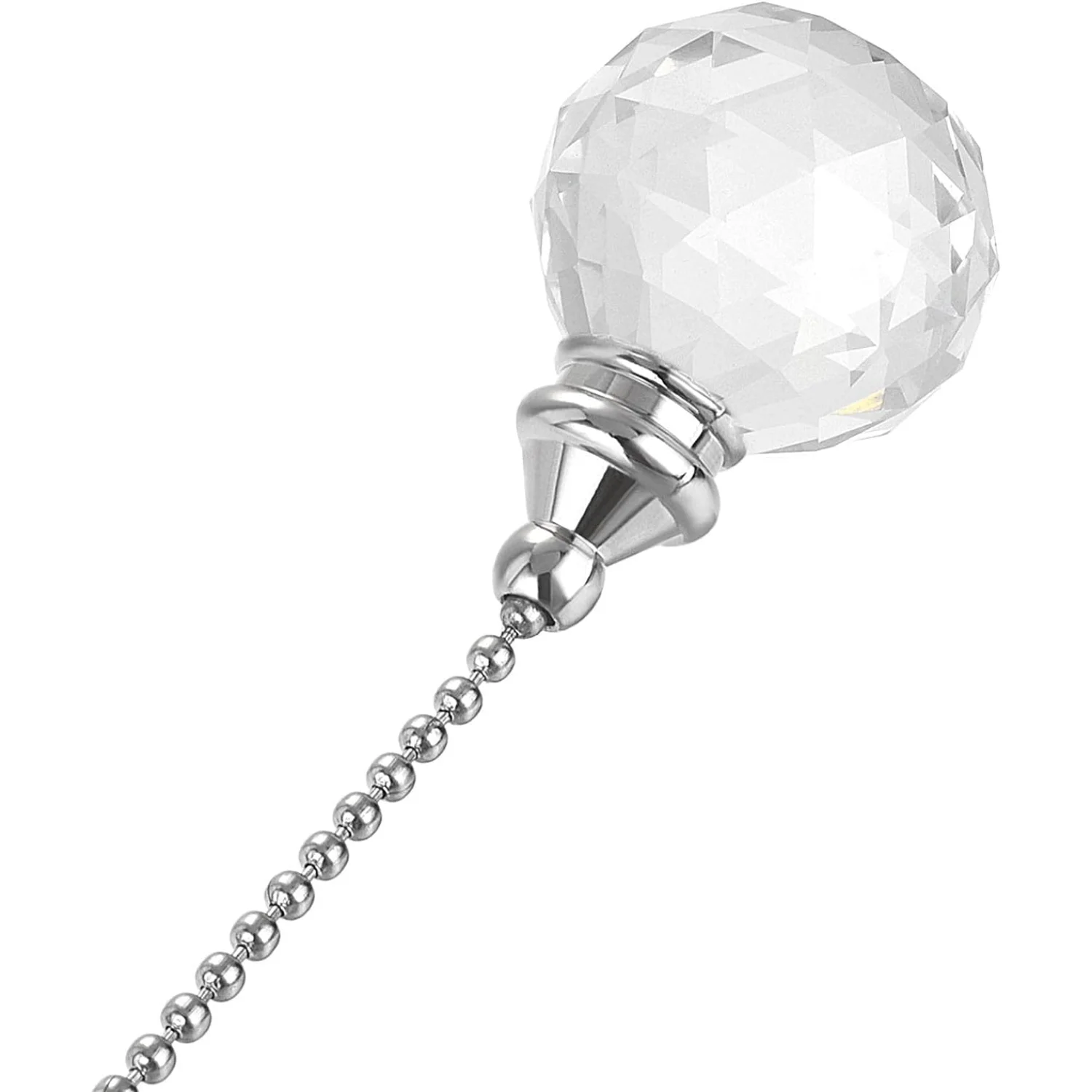 Color: Pink, Ships From: CHINA - Ceiling Fan Pull Chain, 20 Inch Nickel Finish Chain Ornament Extension, 30mm Red Crystal Ball Pendant 2Pcs