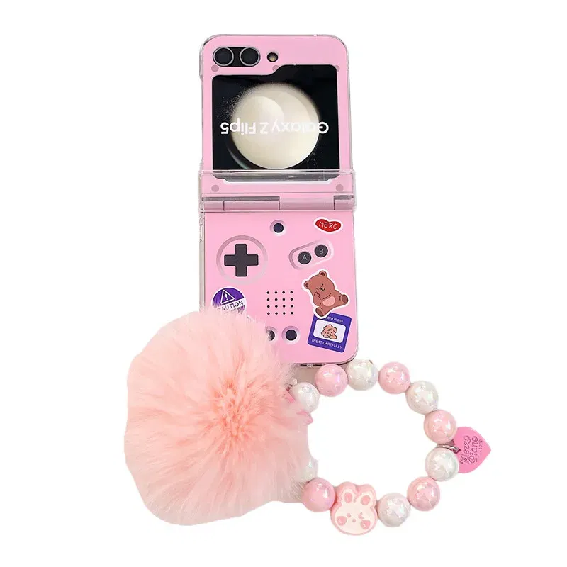 Color: Gold, Material: Microfiber - Cute Bracelet Phone Cases For Samsung Galaxy Z Flip 3 4 5 6 7 FE Hard Plastic PC Plush Case For Samsung Z Flip5 ZFlip5