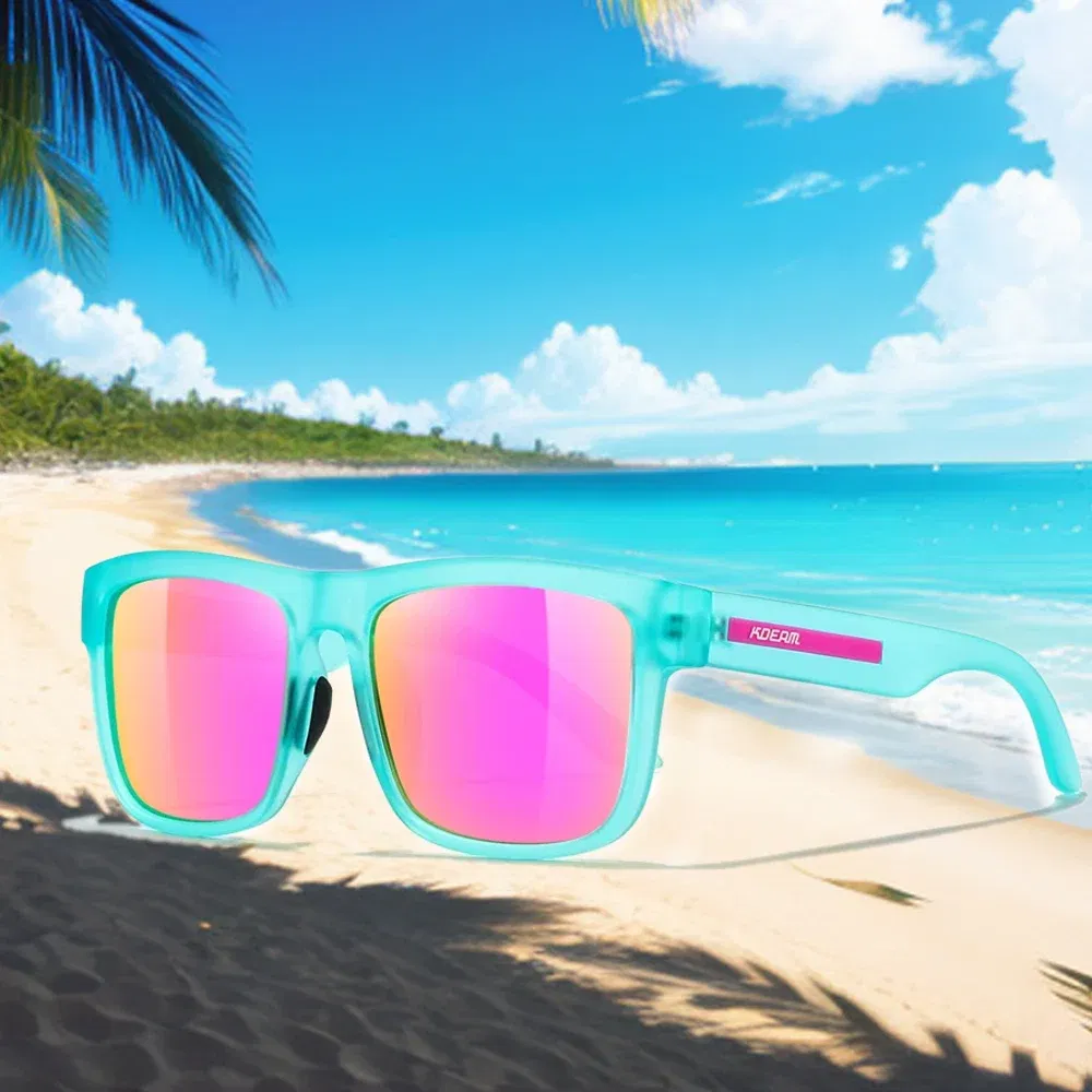 Lenses Color: Pink, Frame Color: black - 2024 KDEAM New Polarized Sunglasses For Men Women UV400 Protection Lens Driving Fishing Eyewear