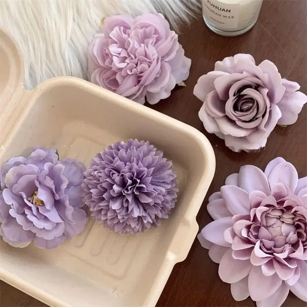 Color: black - Purple Flower Hair Clip Cute Sweet Hairpin Seaside Vacation Beach Photography Headwear Hair Accessories