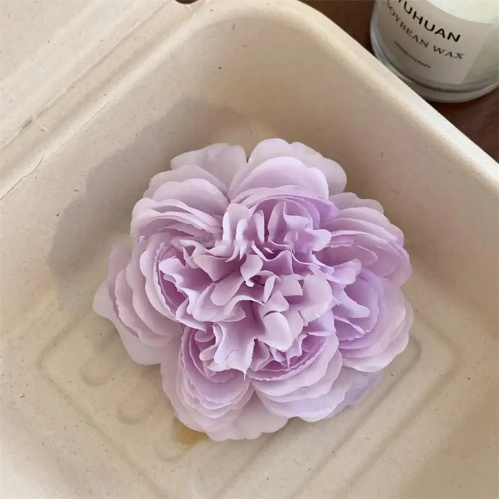 Color: black - Purple Flower Hair Clip Cute Sweet Hairpin Seaside Vacation Beach Photography Headwear Hair Accessories