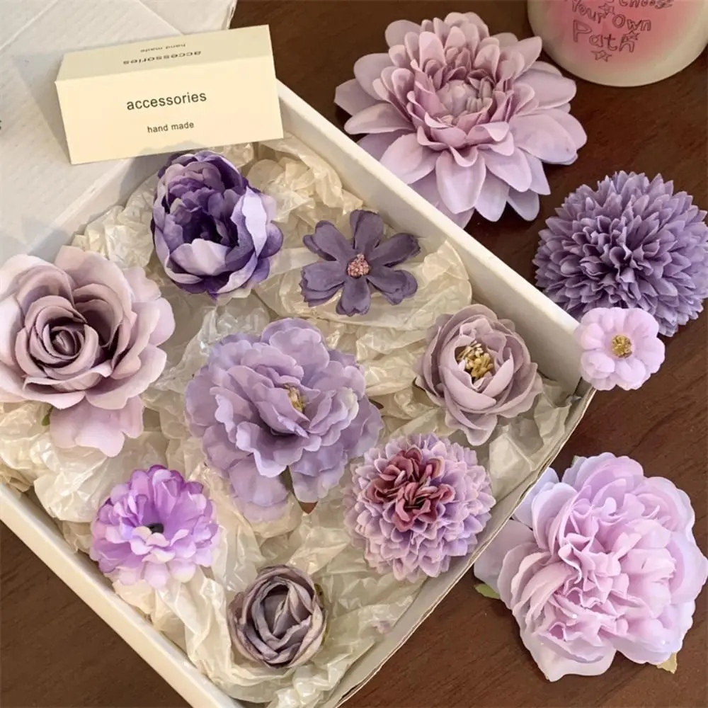 Color: black - Purple Flower Hair Clip Cute Sweet Hairpin Seaside Vacation Beach Photography Headwear Hair Accessories