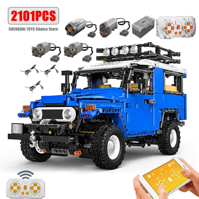 Color: light green - Technical Car APP Remote Control Motor Power SUV Series Building Blocks Bricks MOC Off-road Vehicle Model Sets Boy Toys Kid Gift