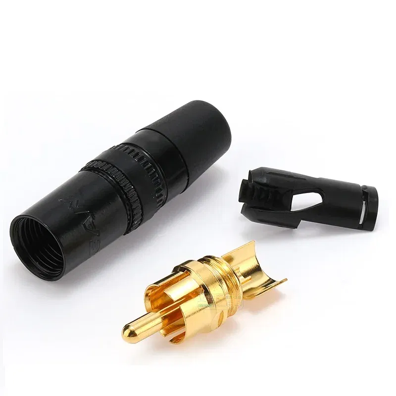 Color: Pink - 1pcs REAN RCA audio AV video plug gold-plated large tail diameter NYS366-BG fever HIFI DVD