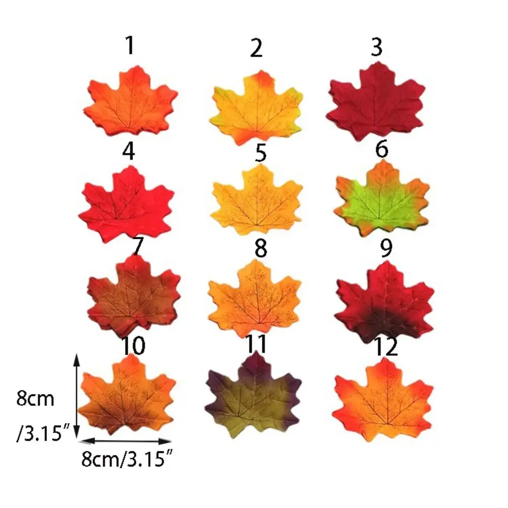 Color: Olive - Artificial Maple Leaves Silk Fake Autumn Leaves Diy Handmade Leaf Fall Wedding Decoration Thanksgiving Christmas