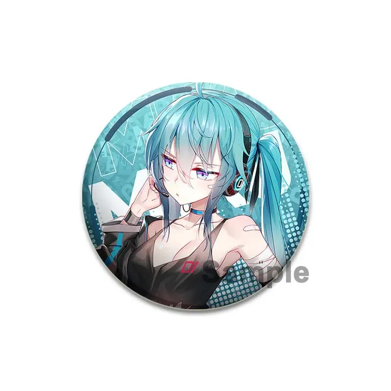 Color: army green, Size: S - 58/44/32mm Miku Anime Round Pins Cartoon Badges Cosplay Handmade Tinplate Brooch on Backpack Clothes Chest Ornament Gifts