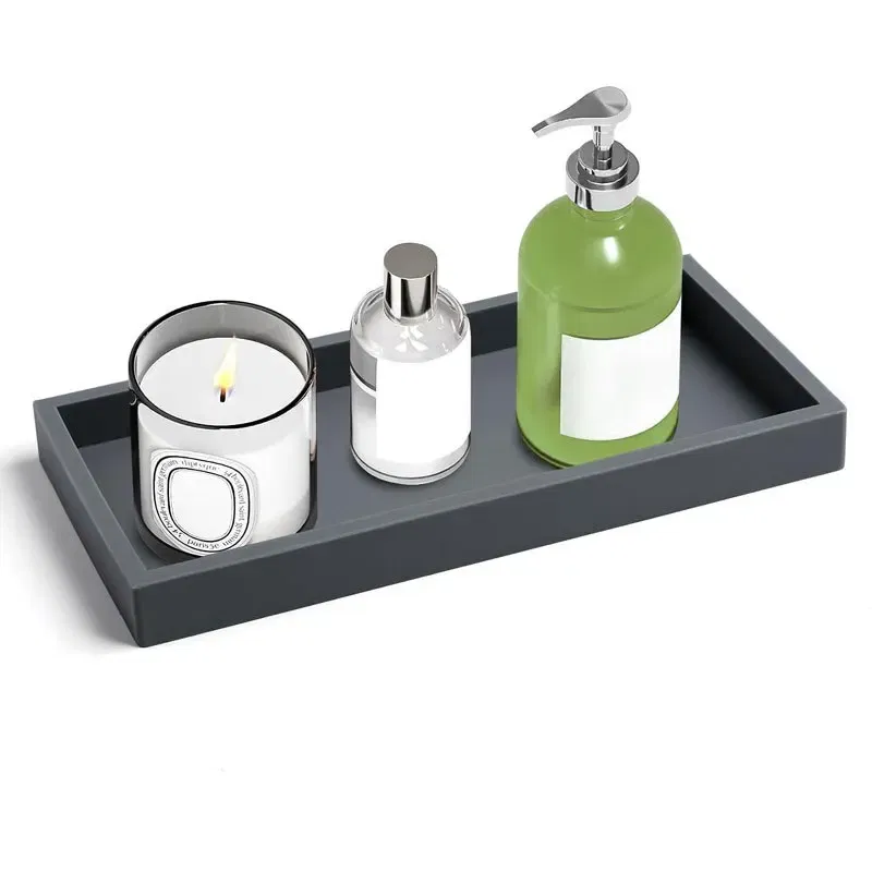 Color: light green, Size: XL - Bathroom Counter Tray, Thickened Silicone Bathroom Vanity Tray, Shatterproof Durable Rectangle Bathroom Tray Soap Dispenser Tray