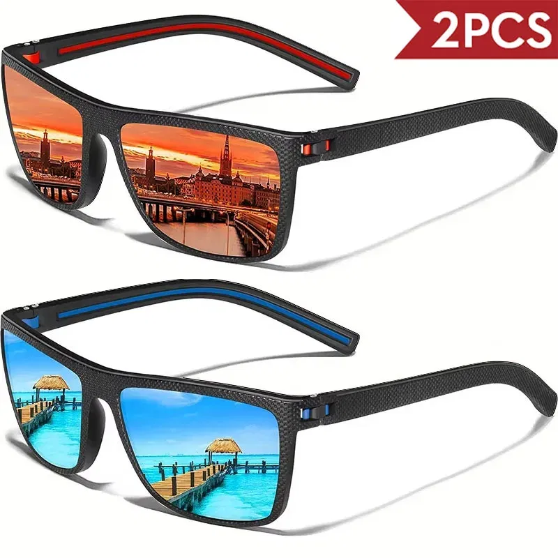 Lenses Color: Ginger - 2/3PCS Amazing Men Polarized Sunglasses Unisex UV400 Glasses Fishing Goggles Outdoor Sport Eyewear  for Driving Fishing Cycling