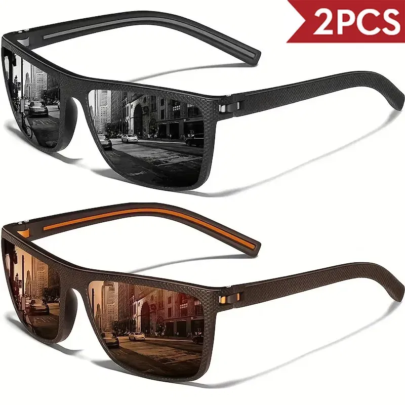 Lenses Color: Ginger - 2/3PCS Amazing Men Polarized Sunglasses Unisex UV400 Glasses Fishing Goggles Outdoor Sport Eyewear  for Driving Fishing Cycling