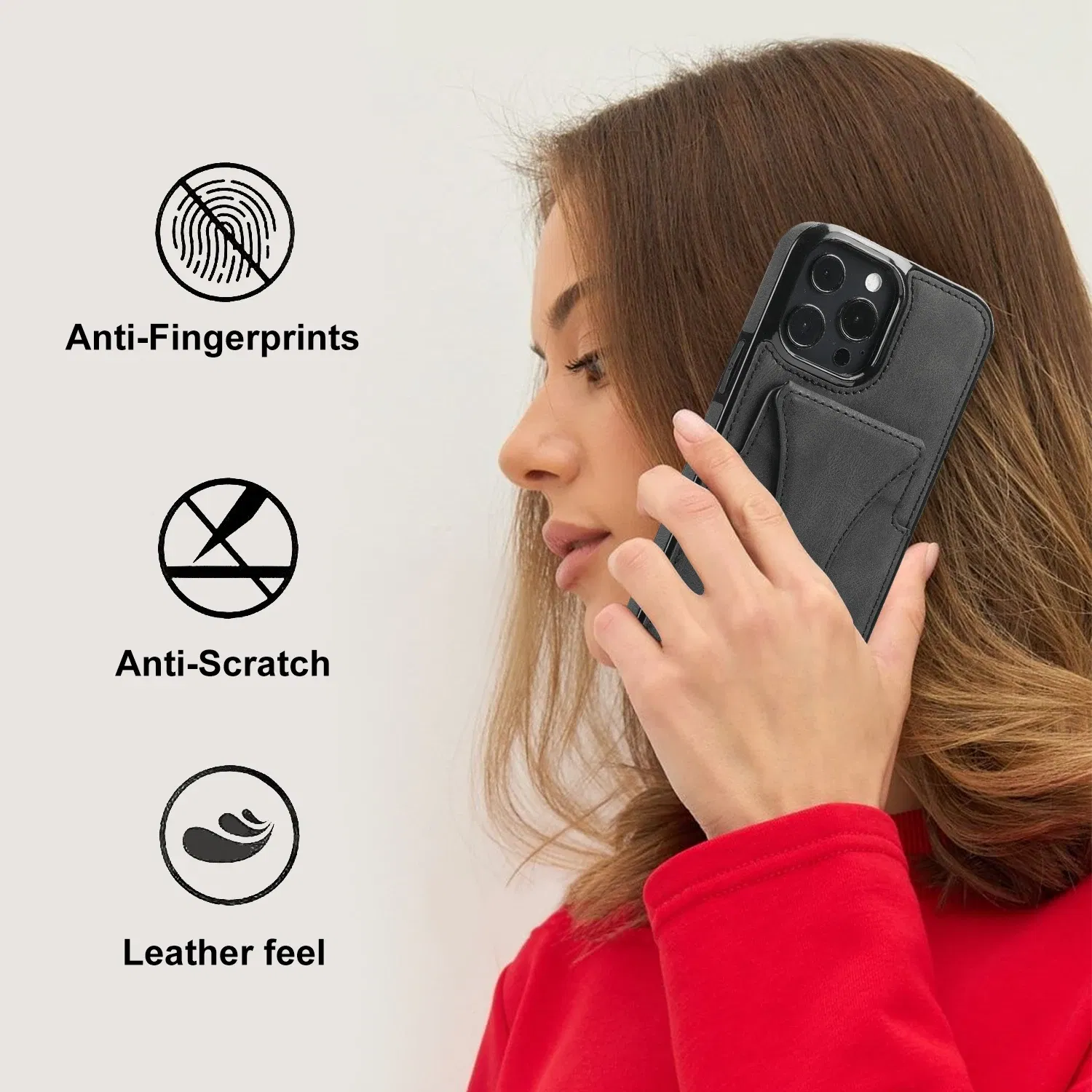 Color: Red, Material: CANVAS - For iPhone 16 Pro Max Plus Case 2024 With Magnetic Leather Kickstand Card Slot Wallet Back Cover Protection Shockproof Coque