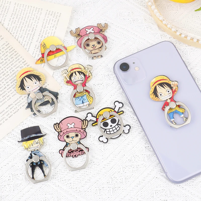 Color: Brown - Anime One Piece Mobile Phone Stand Holder Finger Ring Chopper Luffy Phone Ring Buckle Bracket For IPhone Huawei Xiaomi All Phone