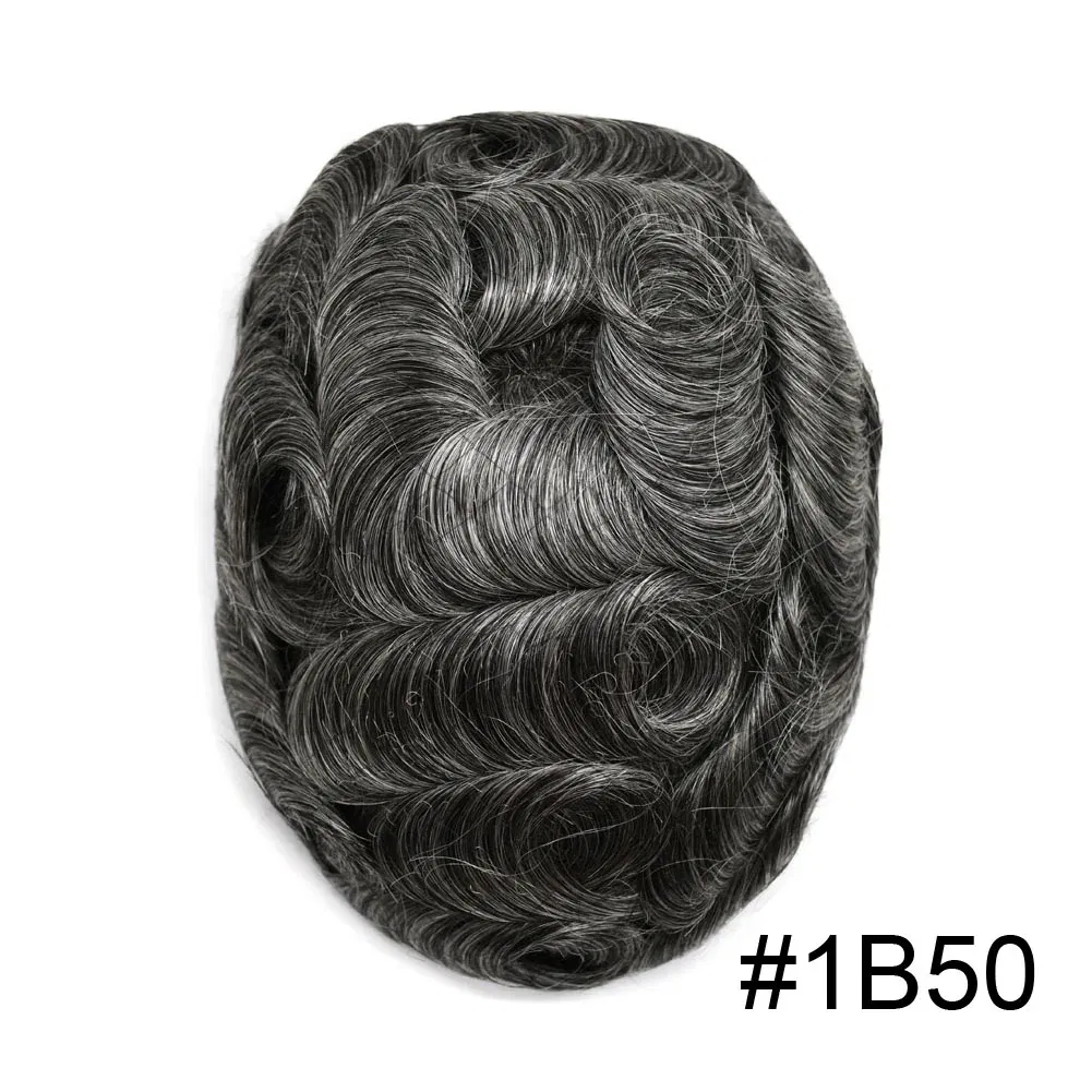 Men Toupee Hair Systems Ultra Thin Skin 0.06MM V-LOOP Capillary Prosthesis Invisible Hairline Real Human HairPieces Hair Units