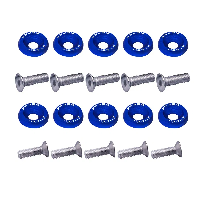 Color Name: Silver - Universal 10PCS M6 Car Styling Modification JDM Sticker Stickers Password Fender Washer License Plate Bolts Auto Accessories