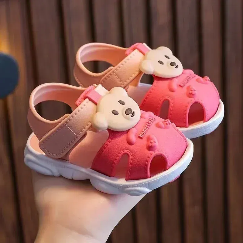 Color: Sky blue, Shoe Size: 1.5 - 2024 Summer Baby Boys Girls Sandals Children Beach Sandals Cartoon Infant Toddler Shoes Comfortable Soft Sole Kids Student Shoes