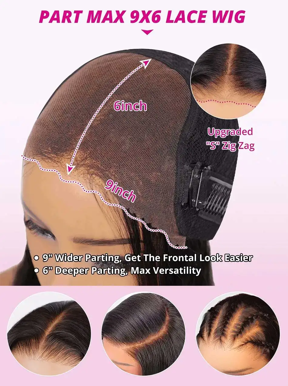 Density: 180%, Stretched Length: 26inches - 10A 9x6 Part Max M-Cap Glueless Wigs Human Hair Wigs Ready To Wear Bleached Knots Pre Cut Lace Tuneful Kinky Curly Glueless Wigs