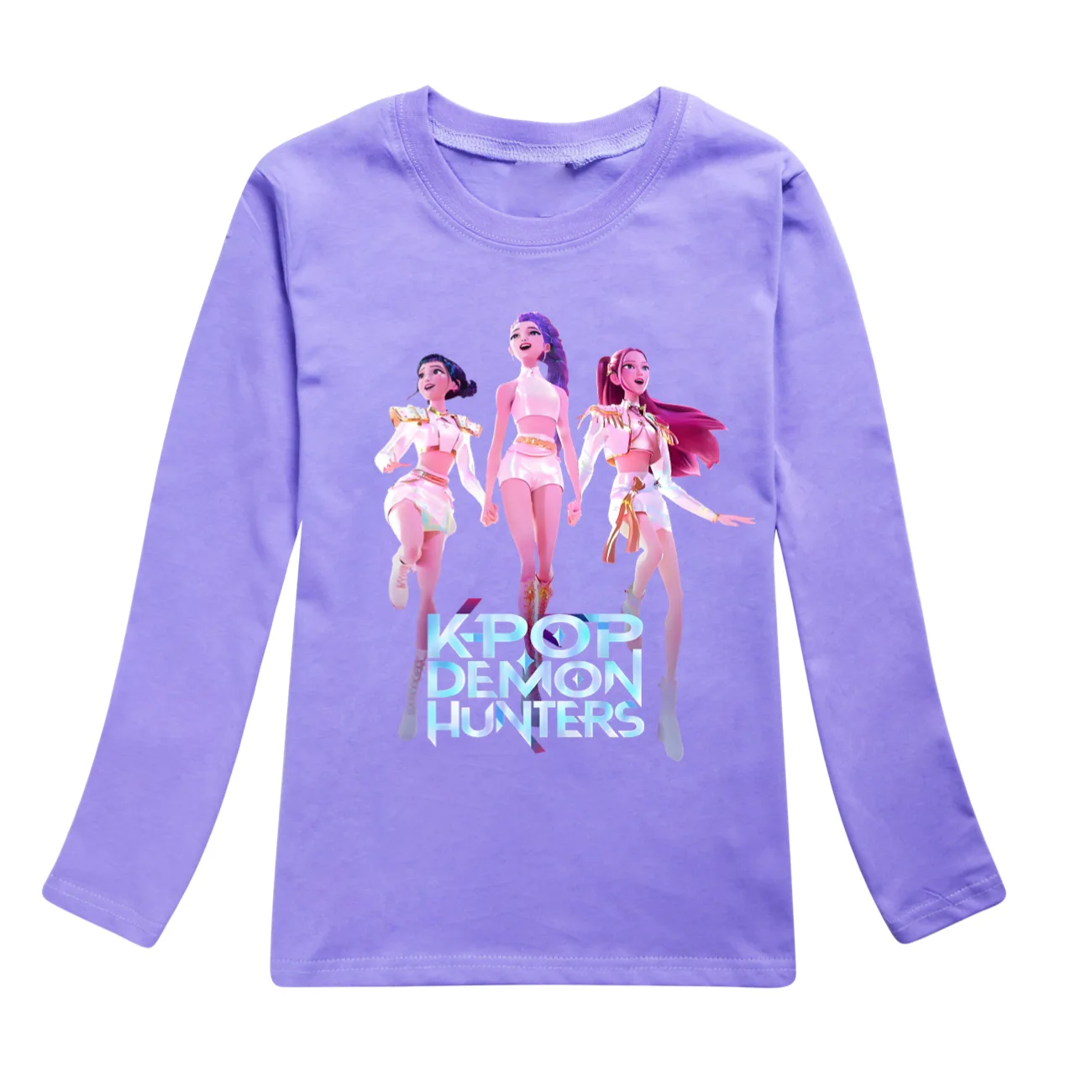 Color: Gold, Kid Size: 10 - KPop Demon Hunters Huntrix Tshirt Kids Clothes Teenage Boys O-Neck Cartoon Casual T-shirts Girls Long Sleeve Tops Child Clothing