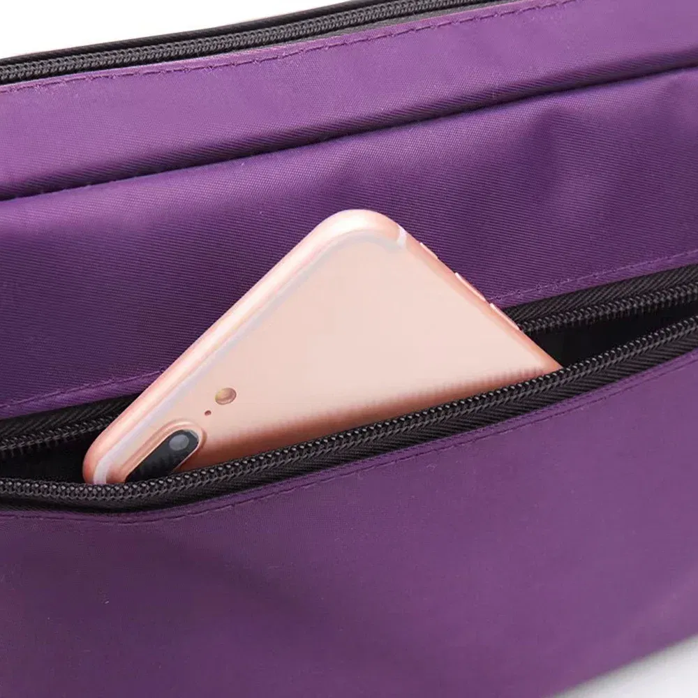 Color: Silver - Purple One Shoulder Crossbody Bag Portable Commuting Large Capacity Simplicity Storage Bag Garland Letter Series Print Pattern