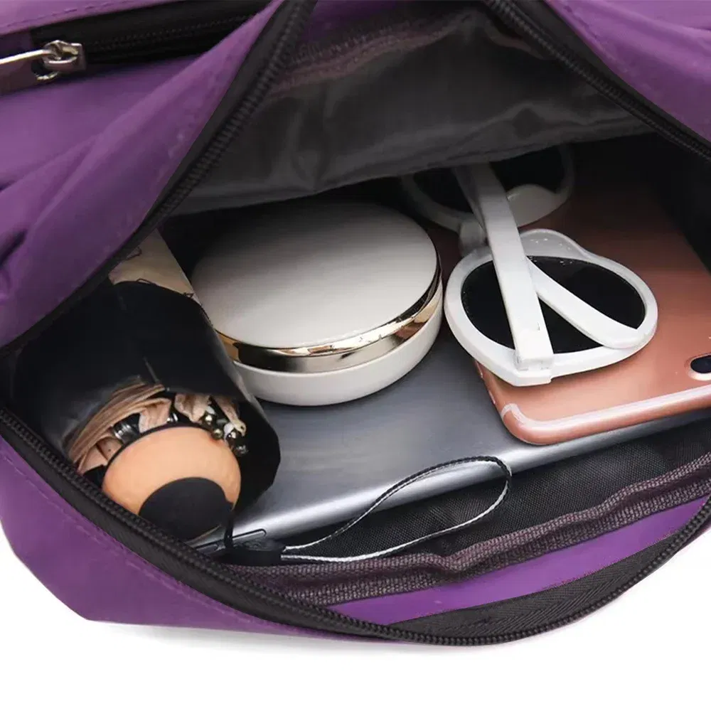 Color: Silver - Purple One Shoulder Crossbody Bag Portable Commuting Large Capacity Simplicity Storage Bag Garland Letter Series Print Pattern