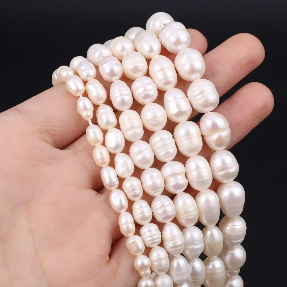 Color: WHITE, Item Diameter: 9mm - Rice Beads A Quality Natural Freshwater Pearls 5-6mm Loose Spacer Beads for Jewelry Making Supplies DIY Women Necklace Bracelet