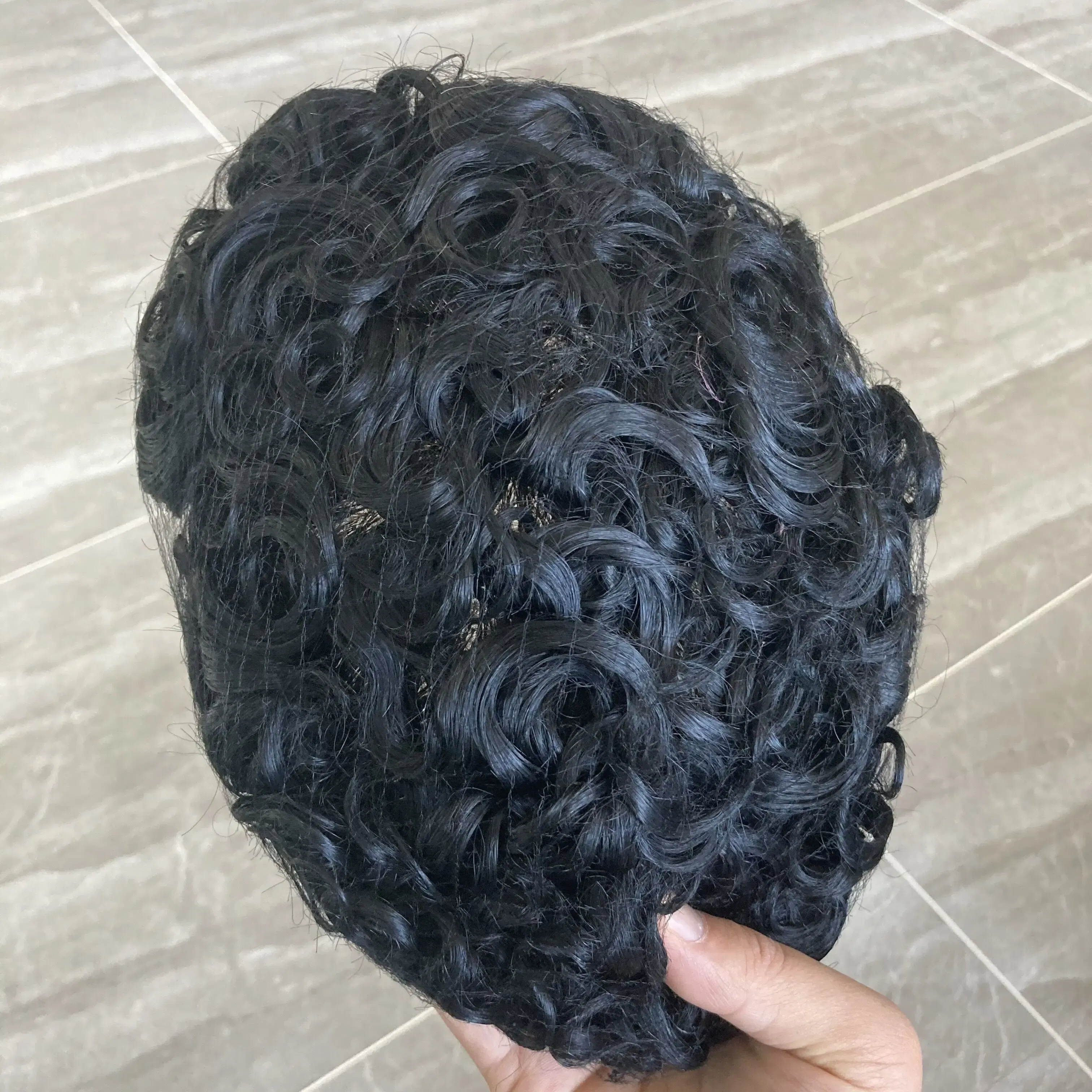 Toupee Color: 1750#, Toupee Density: 110%, Length: 6 inches, Toupee Size: 7x9, Toupee Design: free - 20MM Curly Brown Black Super Durable Mono Lace&Pu Mens Toupee Wig Human Hair 15mm Capillary Prosthesi Weave Replacement For Male
