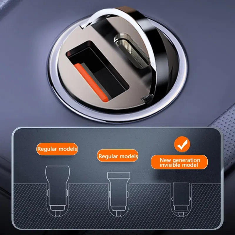 Plug Type: UK - Mini 100W USB Car Charger Dual Ports Pull Ring Fast Charge Type C PD Car Adapter For iphone Samsung Huawei Xiaomi iPad