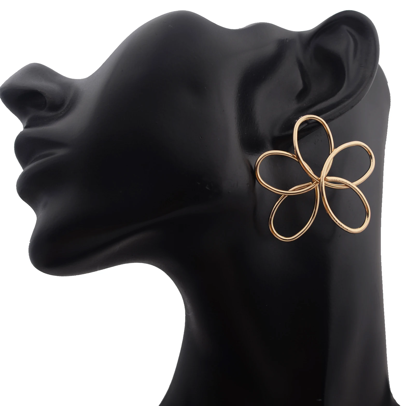 Metal Color: BROWN - Hollow Big Five-petaled Flower Metal Line Drop Earrings for Women Art Brincos Hyperbole Fashion Party Jewelry