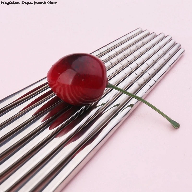 Color: GRAY, Ships From: CHINA - Gold Glossy Stainless Steel Chopsticks Korean Style Metal Chopstick Dessert Dinner Home Tableware Kitchen Tool Portable Reusable