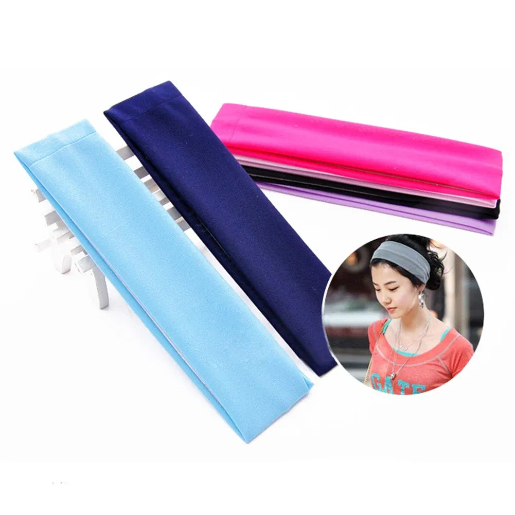 Color: Gold - Fashion Sports Headbands For Women Solid Elastic Hair Bands Running Fitness Yoga Hair Bands Stretch Makeup Hair Accessories Hot