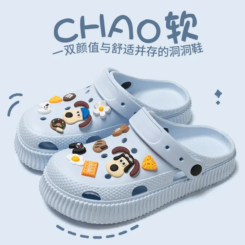 Color: Brown, Shoe Size: 36-37 - Shoes hole shoes girls wear outside couple bag head women cool slippers