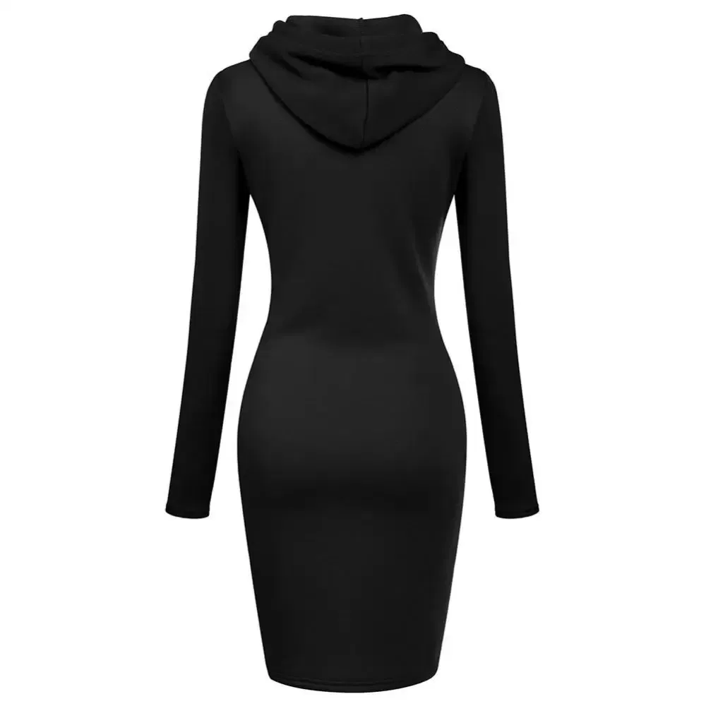 Color: Gold, Size: XXL - Ladies Dress Autumn Women Hooded Dresses Hoodies Women Sweatshirts Women Hoodies Dress Tops Ladies Clothing