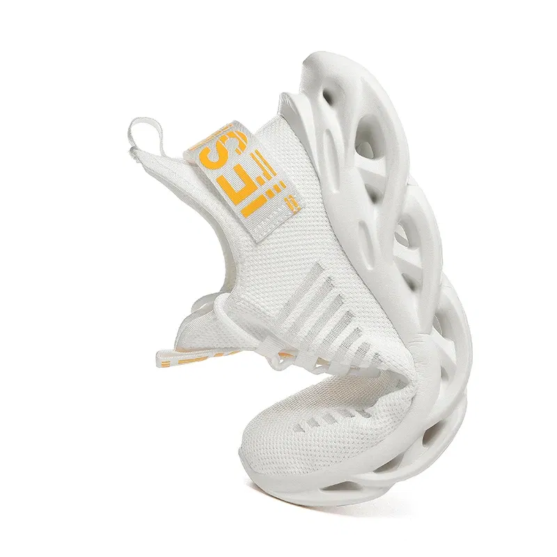 Color: WHITE, Shoe Size: 37 - Men Casual Shoes 2023 Summer New Breathable Versatile Lightweight Running Shockproof Men Sports Shoes Thick Sole Walking Gym