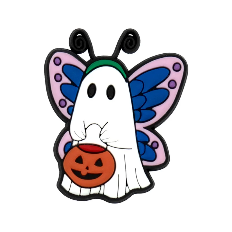 Color: VIOLET - Halloween Shoe Charms Funny Ghosts Pumpkin Clog Charms Sweets Candles Broom Shoe Clips Decorations Chips Cats Bats Clips Jeans
