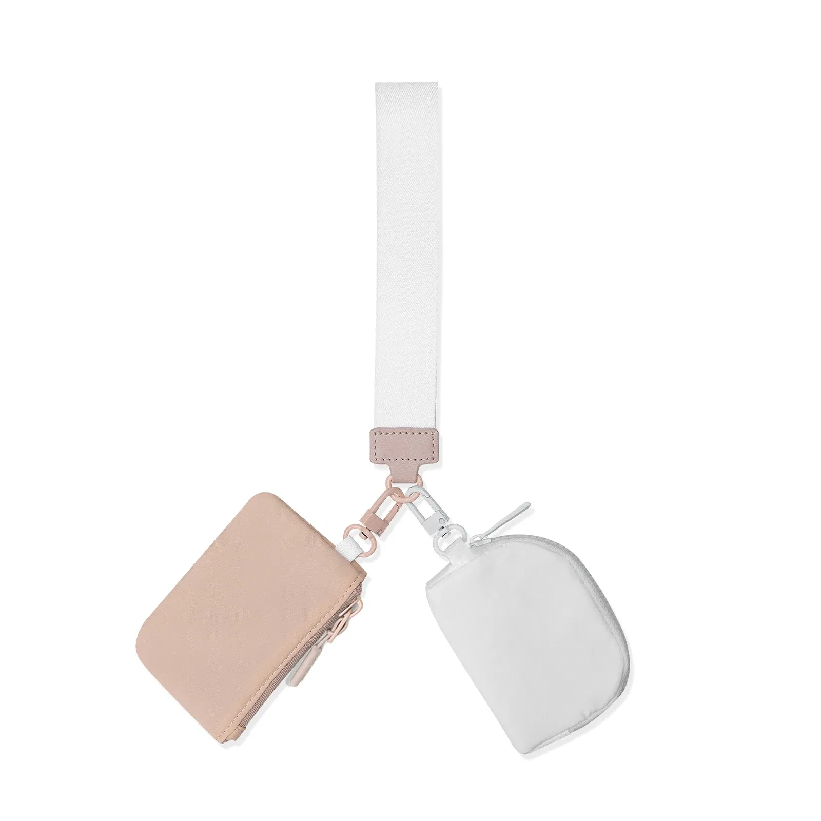 Color: army green - Mini Dual Coin Pouch Solid Color Wristlet Keychain Wallet Change Pocket Handbag lulu Coin Purse Women Portable  Key Card Holder