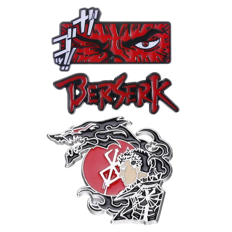 Metal color: Gold-color - Berserk Beherit Anime Game Red Cartoon Alloy Brooch Clothing Personalized Matching Costume Accessories Badges Anime Pins