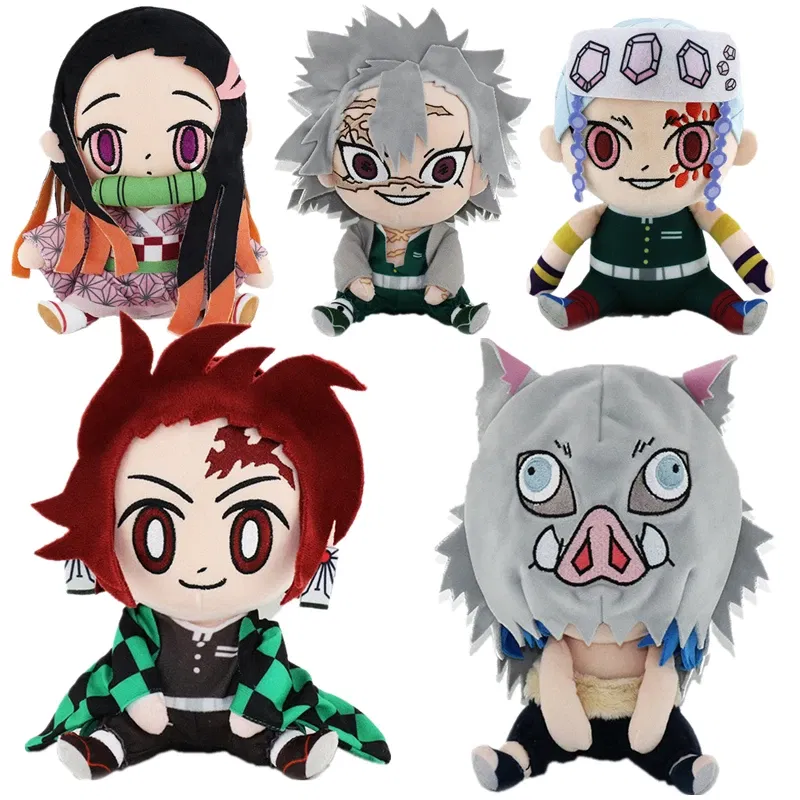 Color: CRIMSON, Height: 0-10cm - 20CM New Product Japanese Anime Ghost Slayer: Blade Plush Doll Tanjiro Nezuko Game Peripheral Children's Doll Kawaii Pillow
