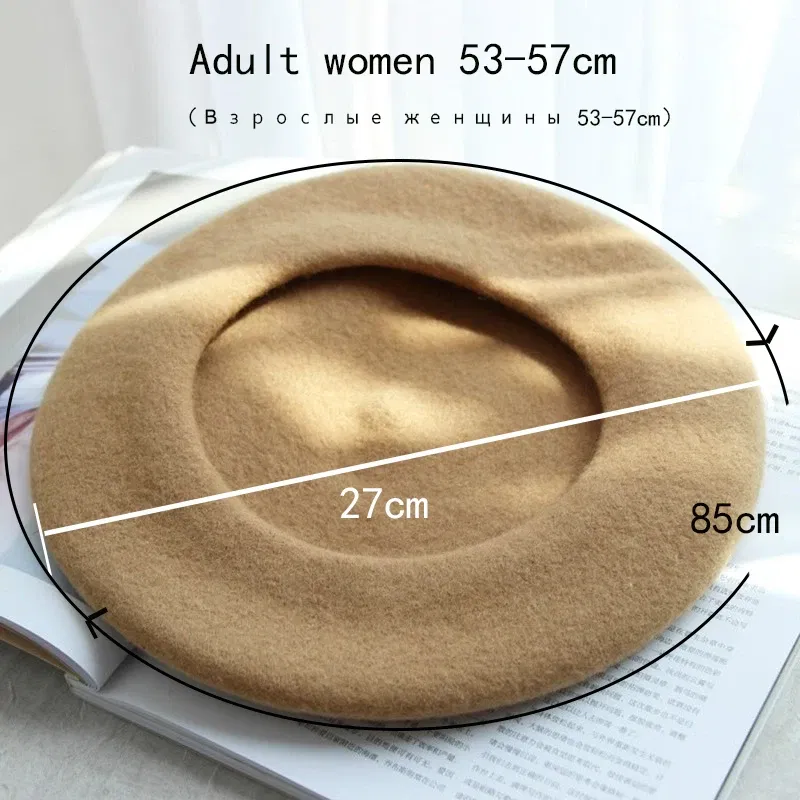 Color: black, Hat Size: One Size - Wool Thick Berets Artist French Beret Women Painter Hat Girls Female Warm Walking Cap