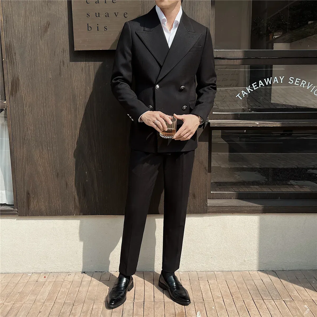 Color: Red, Size: XXXL - 2Pieces Jackets+Pants Design High Quality Men's Set Elegant Fashion Double Breasted Thick Wedding Dress Blazers And Trousers Set