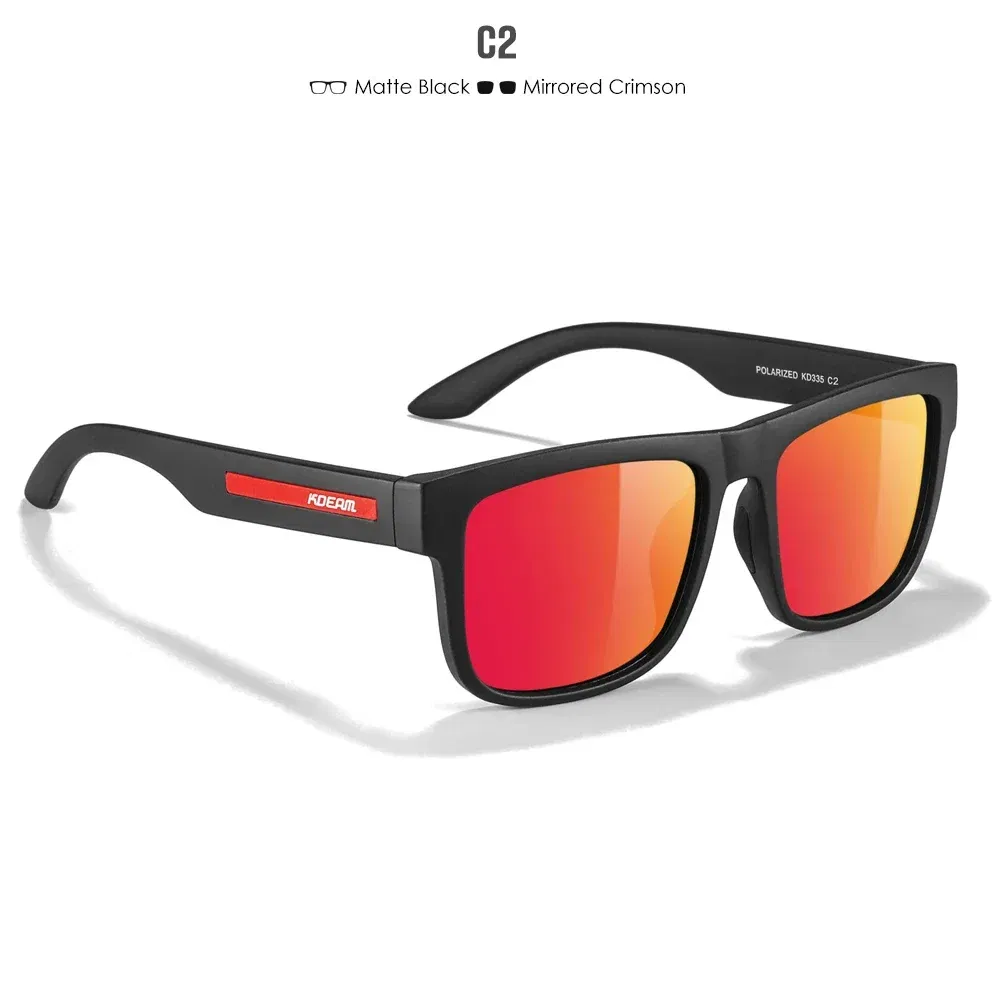 Lenses Color: Red, Frame Color: black - 2024 KDEAM New Polarized Sunglasses For Men Women UV400 Protection Lens Driving Fishing Eyewear