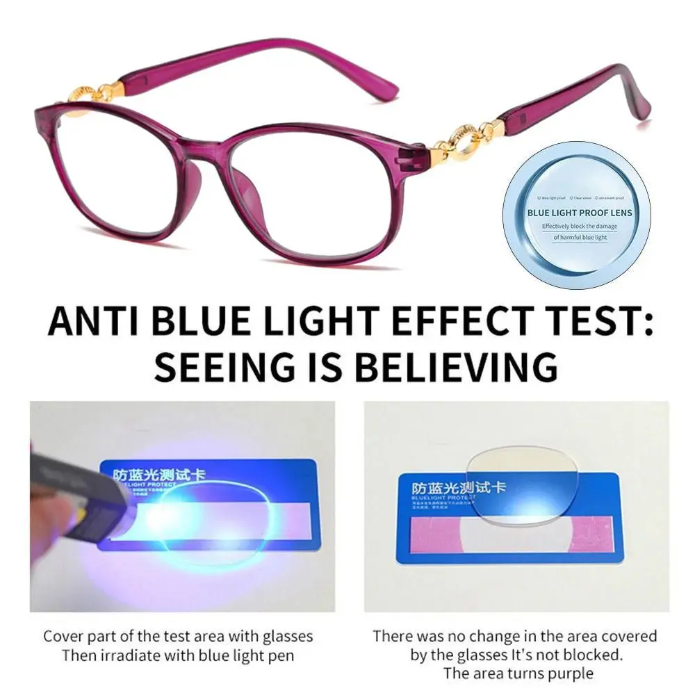 Frame Color: green, Eye Prescription: +50 - FG New 3 in 1 Progressive Multifocal Reading Glasses Women Anti-blue Eyeglasses Easy To Look Far and Near +1.0 To +4.0