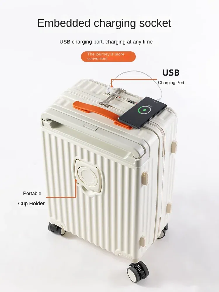 Color: Brown, Luggage Size: 24Inches 600mm - Wide Pull Rod Suitcase 2024 New Universal Wheel Small Lightweight Boarding Luggage 20 inch Password Lock Travel Case