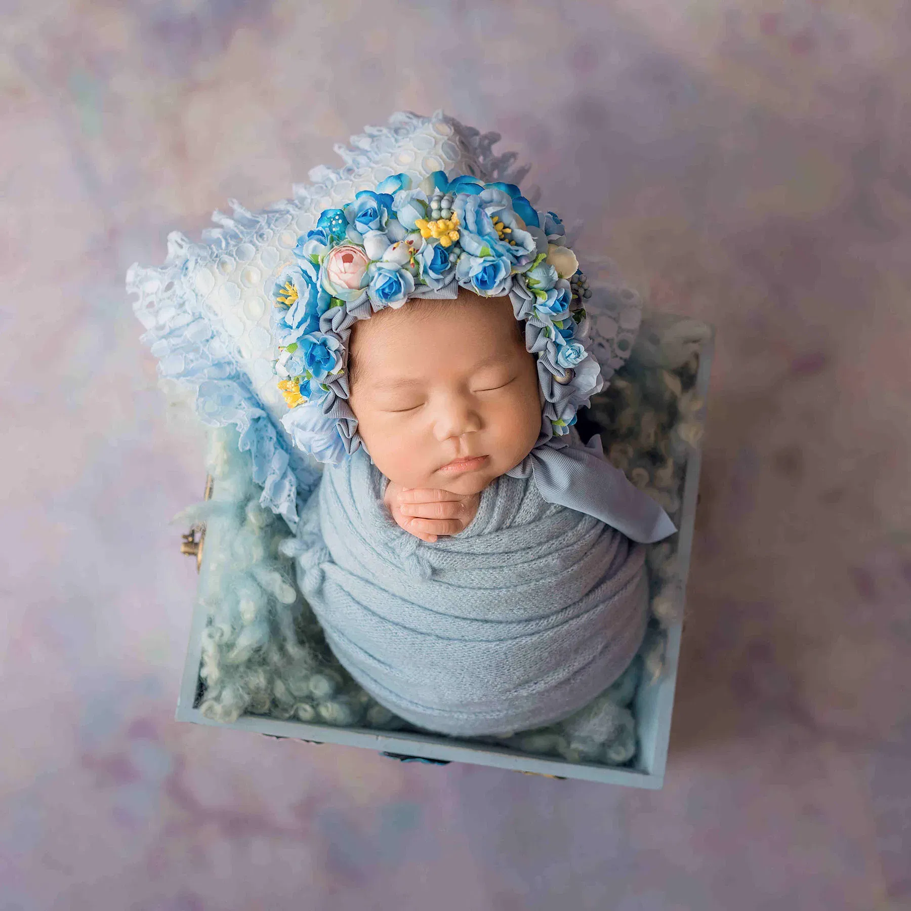 Mohair Stretch Knitted Wrap Bonnet Set