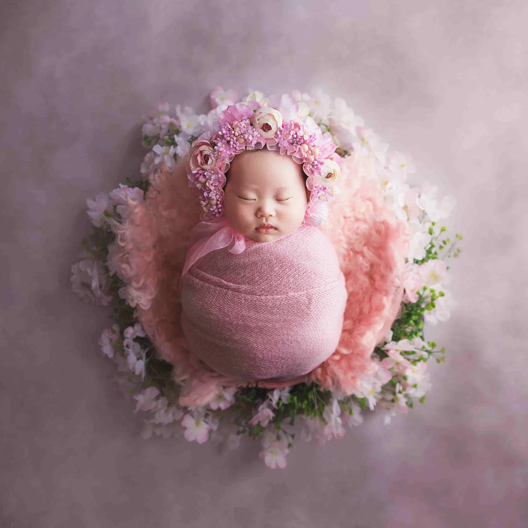 Mohair Stretch Knitted Wrap Bonnet Set