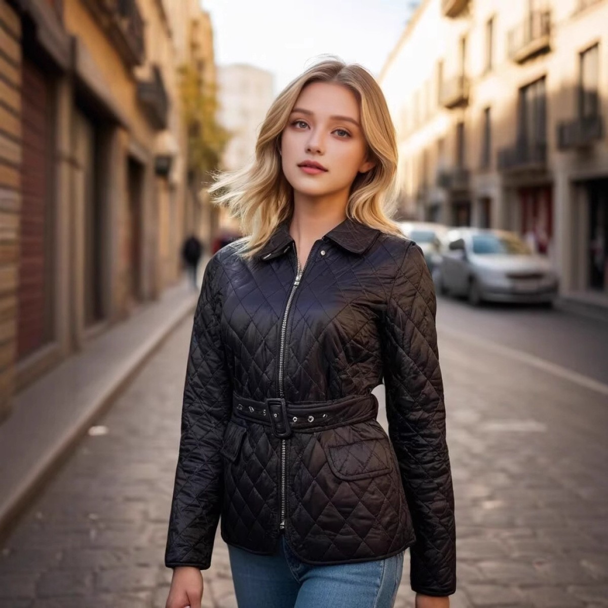Black Quilted Jacket Women's