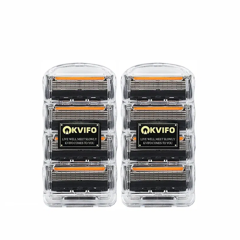 Color: Pink - KVIFO High Quality 5-ply Razor Manual Shaving Blades Men Face Shaving Razor Replacement Cutter Heads & Razor Holders Sets