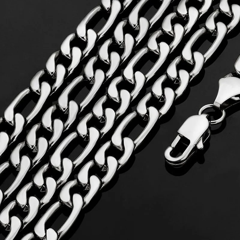 Gem Color: Green, Length: 50cm - 925 Sterling Silver 40-75cm Figaro Chain Necklace Men Women Fashion Simple Chain Wedding Christmas Gift Jewelry Accessories